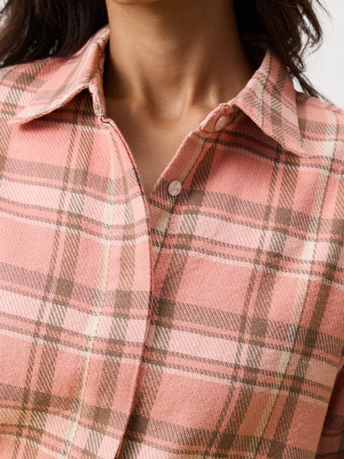 Plaid Shirt: Peach Dust Women Oversized Shirts