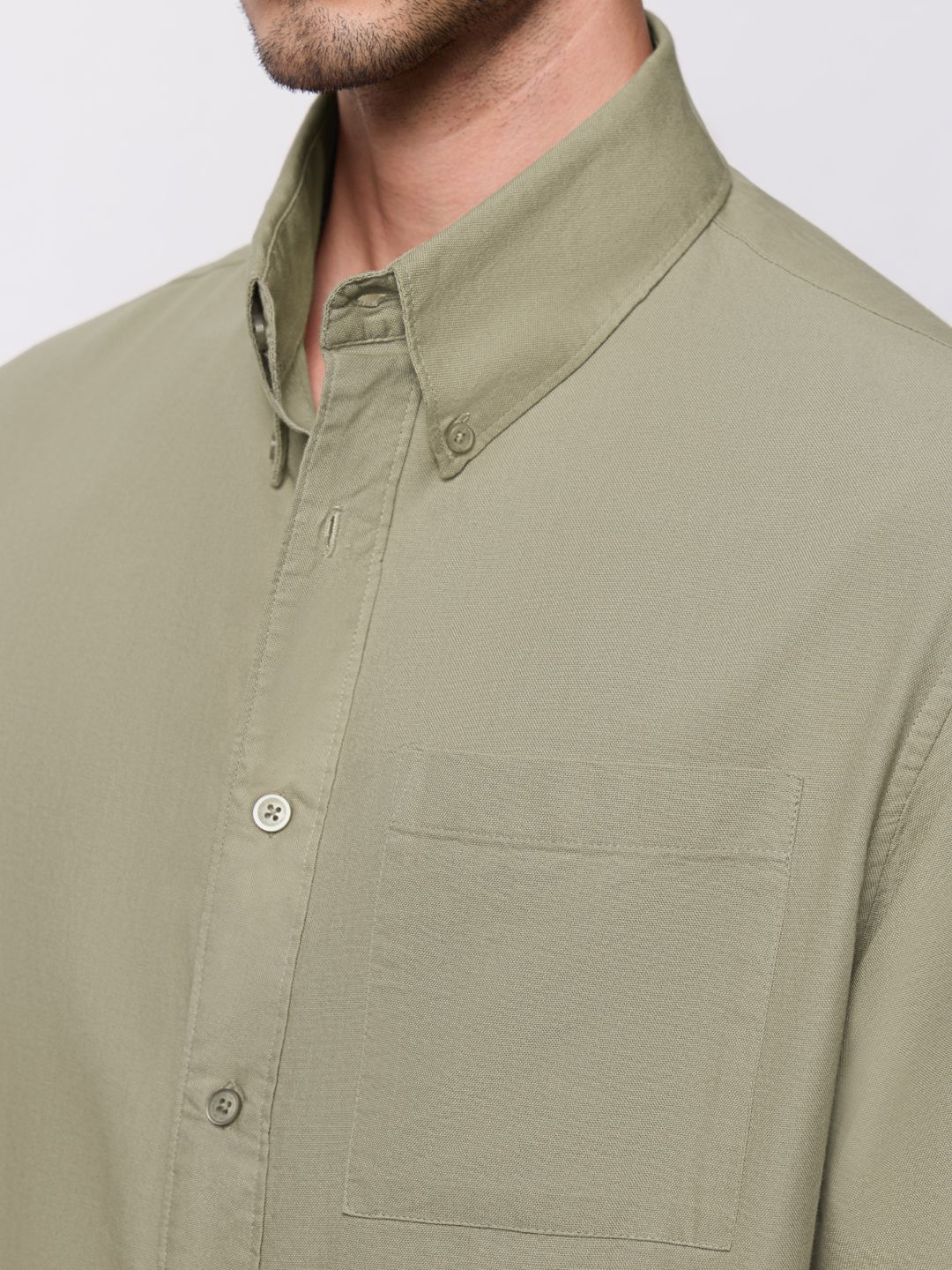 Oxford Shirt: Soft Sage Men Boxy Fit Shirts
