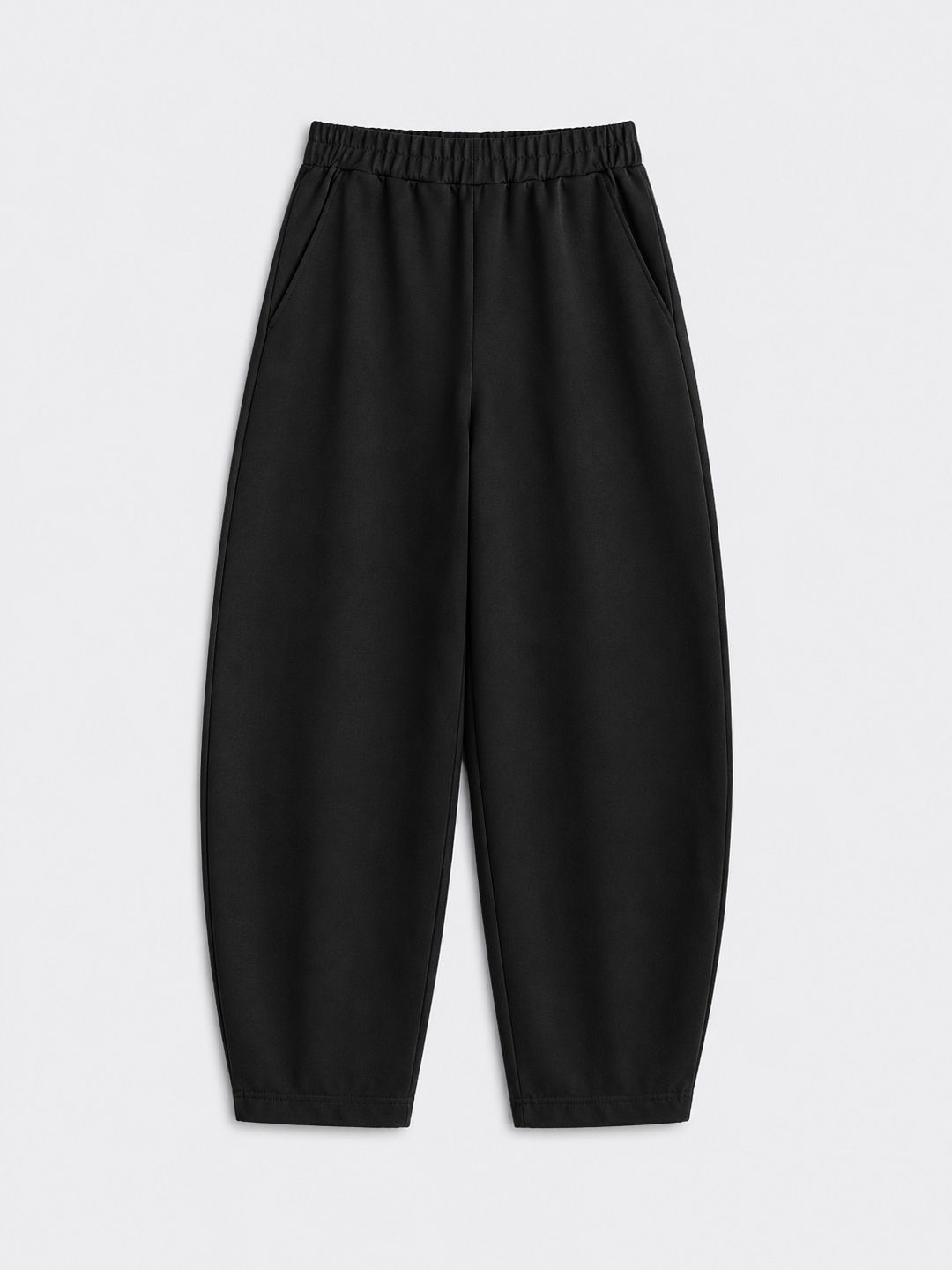 Premium Scuba Joggers: Ink Black Women Barrel Joggers