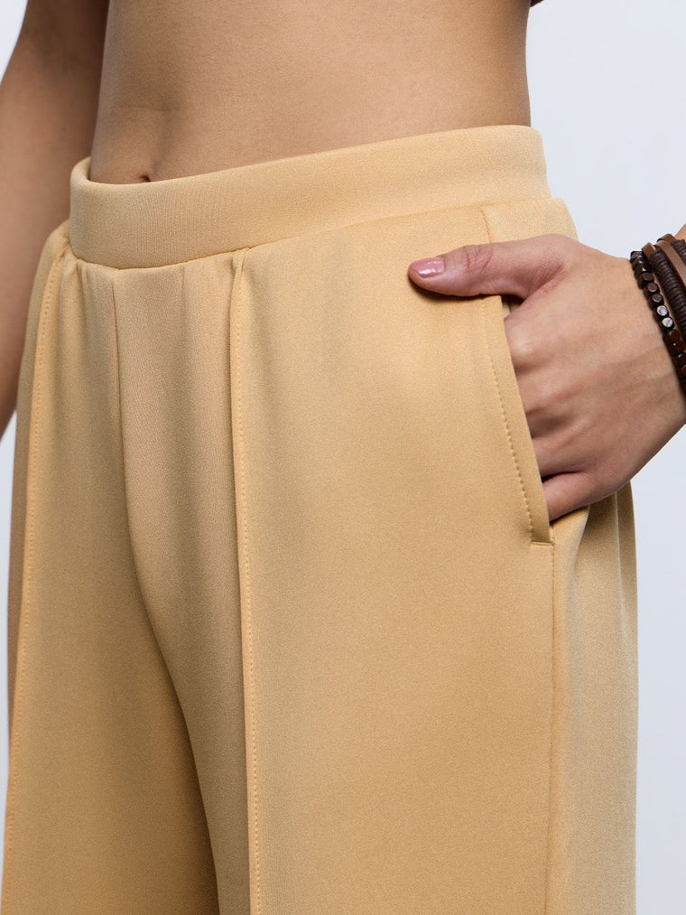 Premium Scuba Joggers: Biscuit Brown Women Slim Joggers