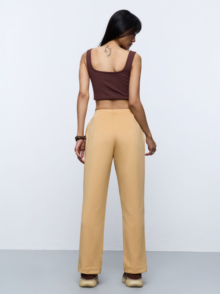 Premium Scuba Joggers: Biscuit Brown Women Slim Joggers