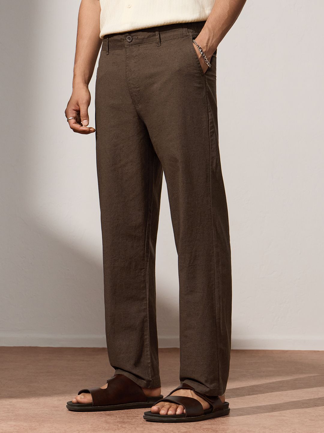 Korean Pants: Mocha Cotton Linen Pants