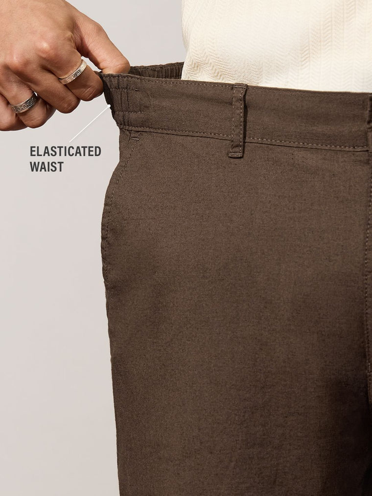 Korean Pants: Mocha Cotton Linen Pants