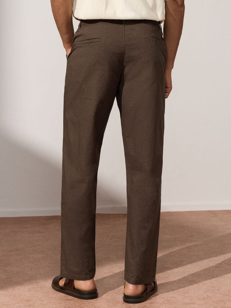 Korean Pants: Mocha Cotton Linen Pants
