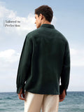 Luxe Linen Shirt: Dark Moss 100% Linen Shirts