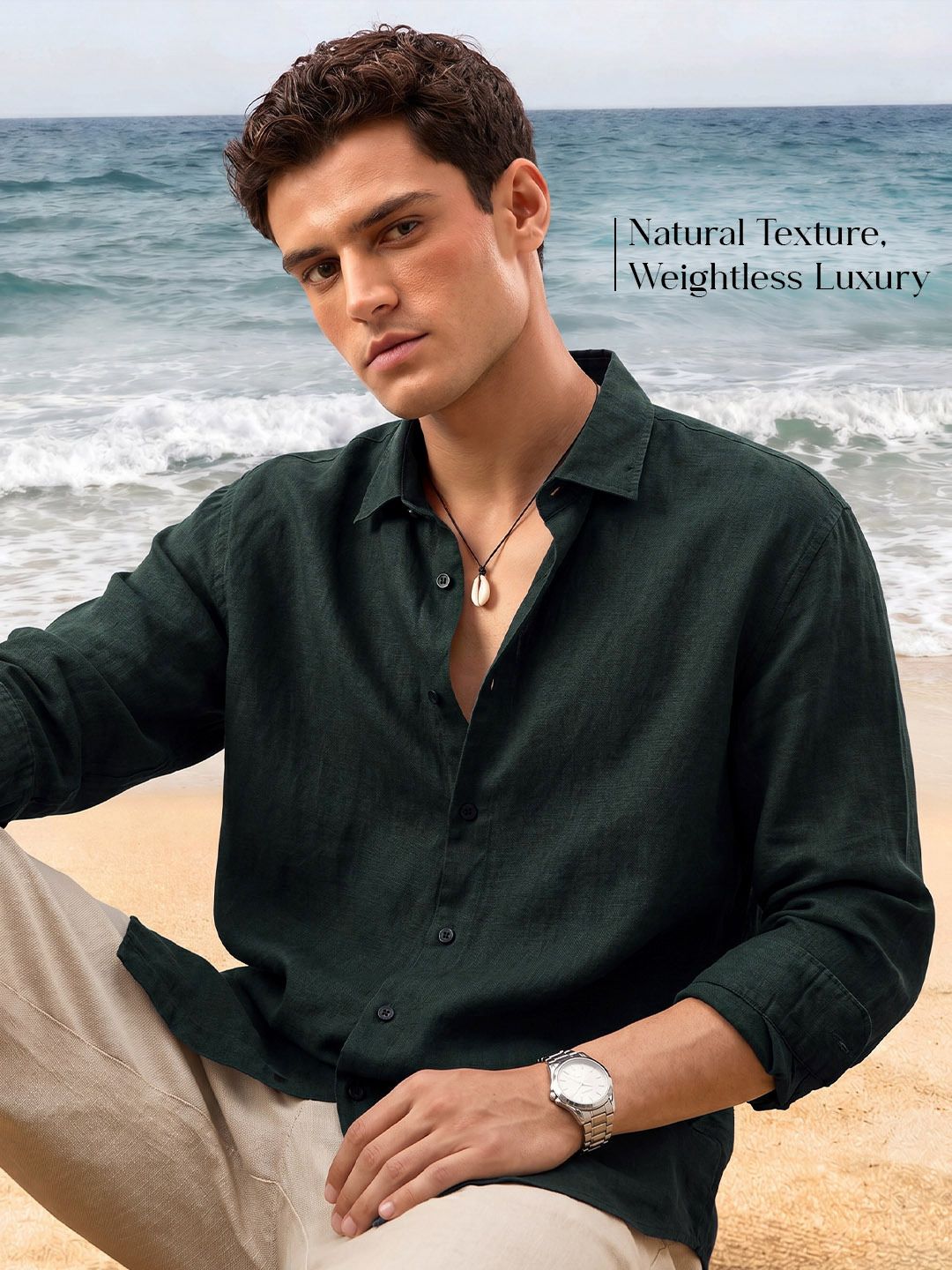 Luxe Linen Shirt: Dark Moss 100% Linen Shirts