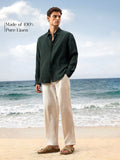 Luxe Linen Shirt: Dark Moss 100% Linen Shirts