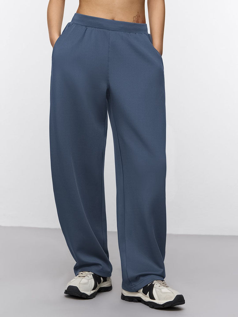Premium Scuba Joggers: Denim Blue Women Barrel Joggers