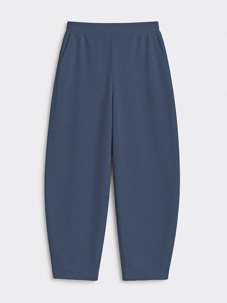 Premium Scuba Joggers: Denim Blue Women Barrel Joggers