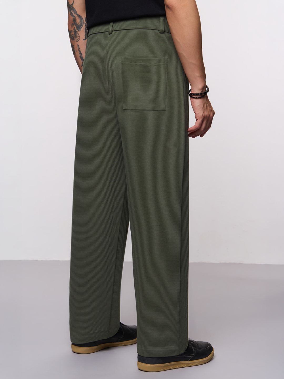 Ottoman Textured Pants: Olive Men Pants