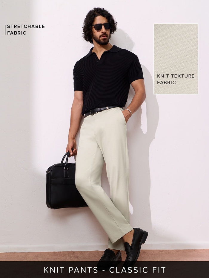 All-Day Pants: Ecru Beige Men Pants