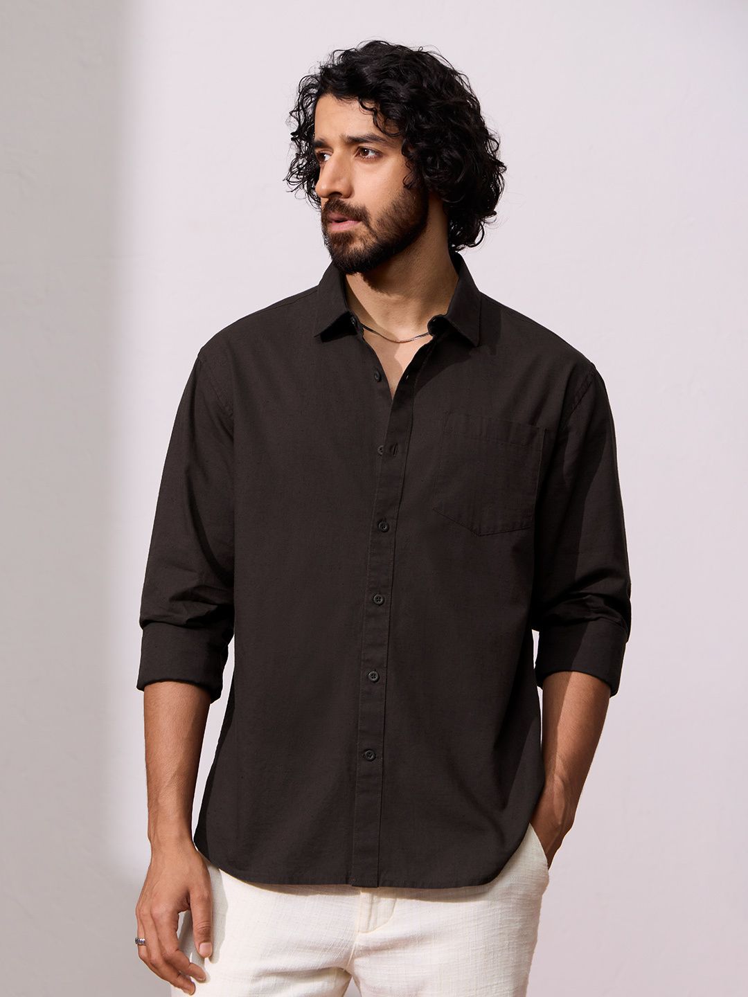 Cotton Linen: Mocha Cotton Linen Shirts