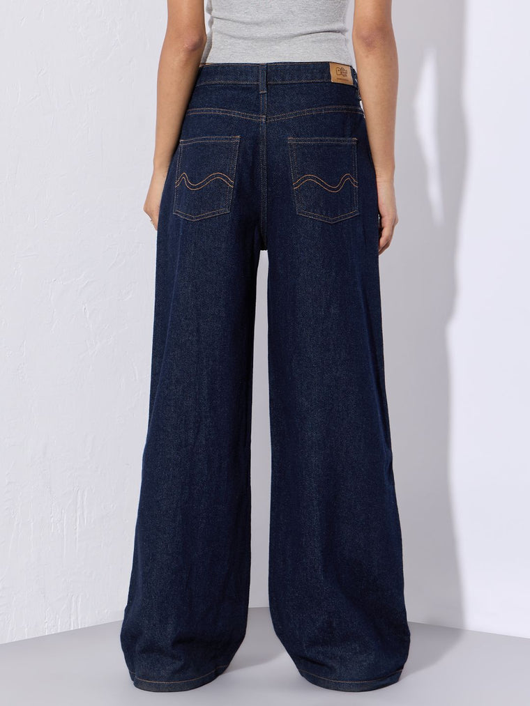 Wide-Fit Denim: Indigo Blue Women Wide Denims