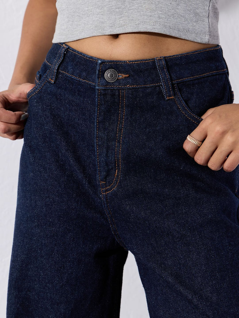 Wide-Fit Denim: Indigo Blue Women Wide Denims