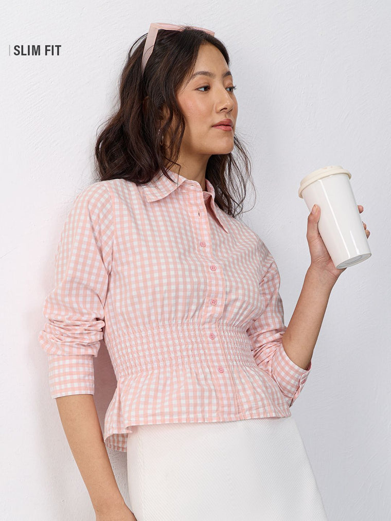 Plaid Shirt: Blush Women Fitted Shirts