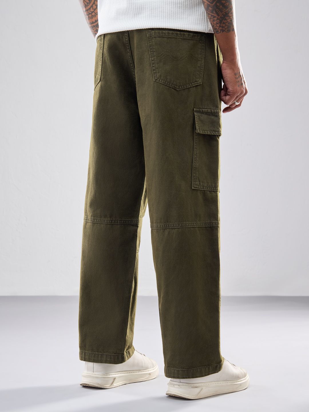 Cargo Denims: Dusty Olive Men Cargo Jeans