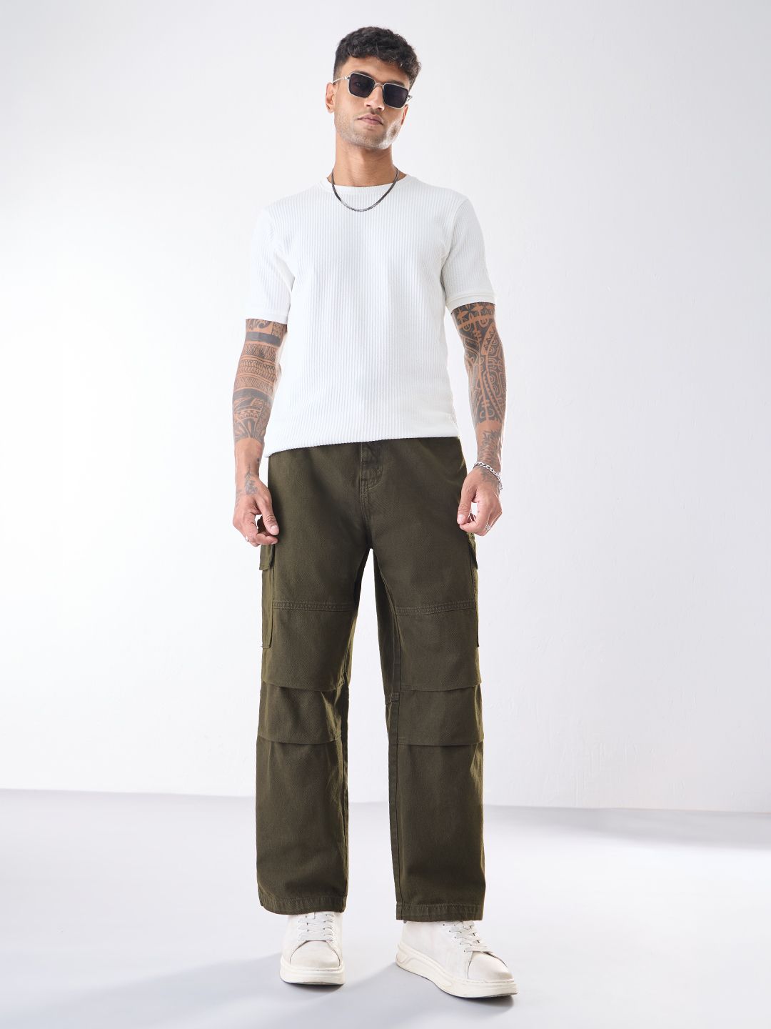 Cargo Denims: Dusty Olive Men Cargo Jeans