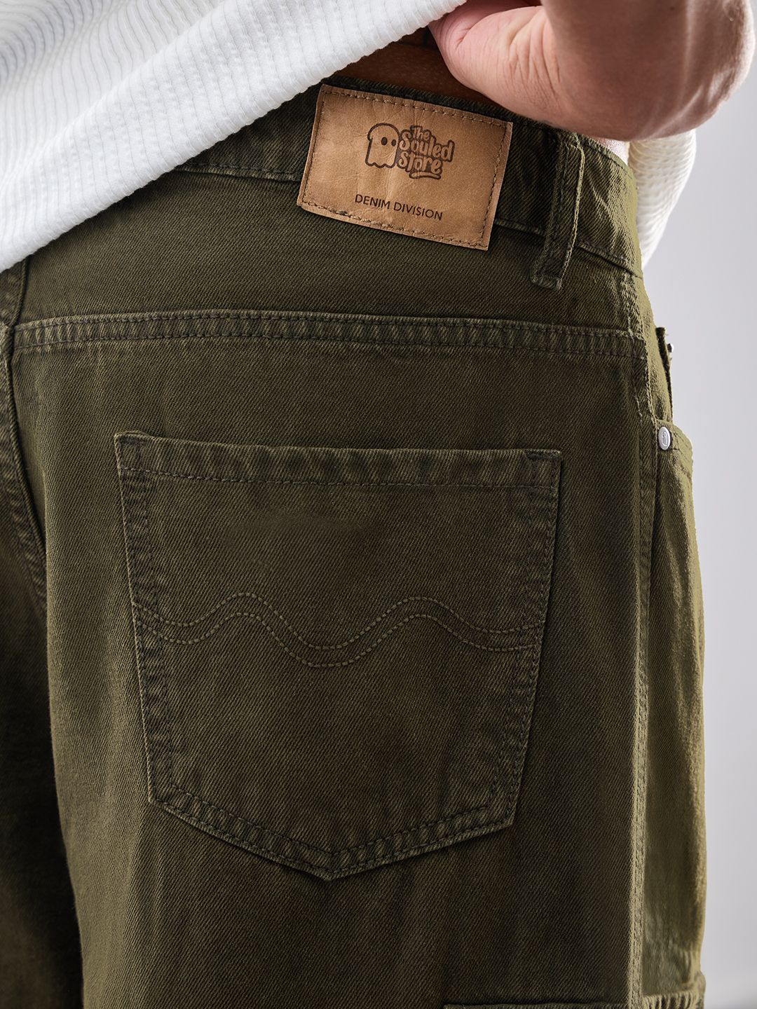 Cargo Denims: Dusty Olive Men Cargo Jeans