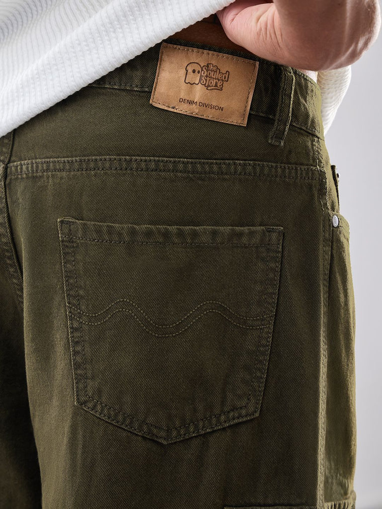 Cargo Denims: Dusty Olive Men Cargo Jeans