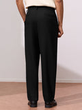 Double Pleated Pants: Black Men Super Flex Pants