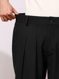 Double Pleated Pants: Black Men Super Flex Pants