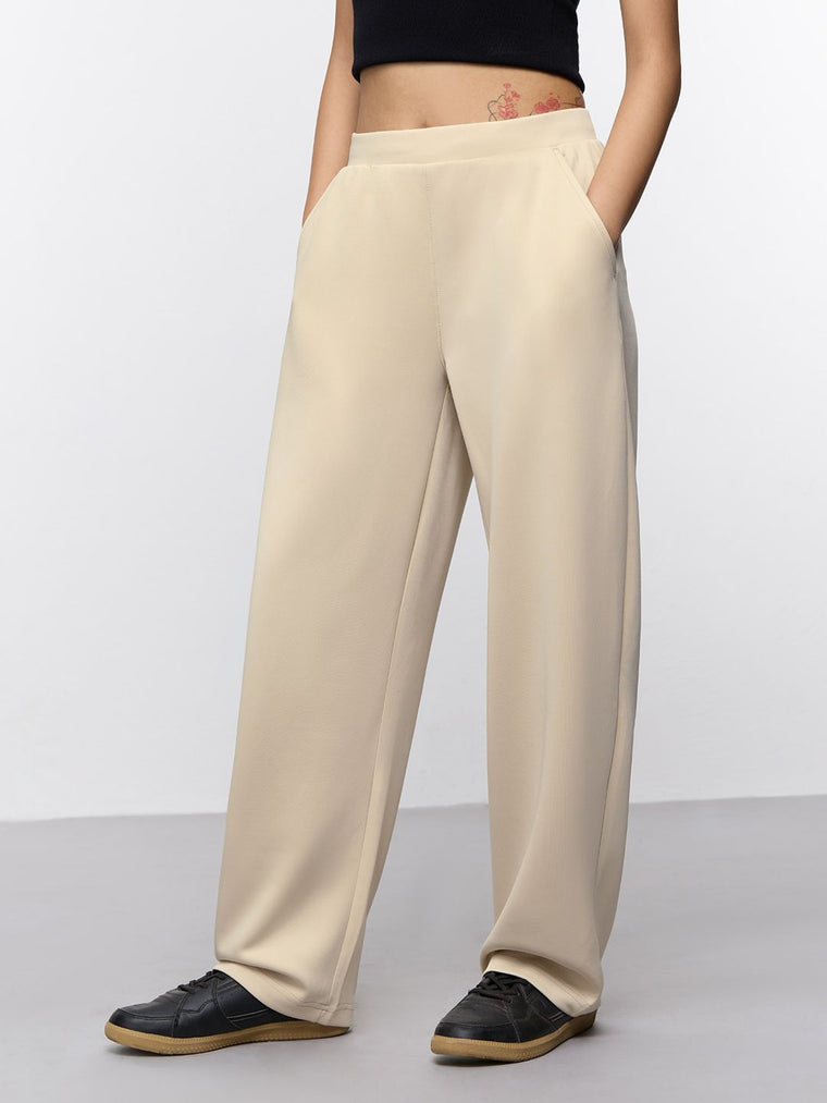 Premium Scuba Joggers: Vanilla Cream Women Barrel Joggers