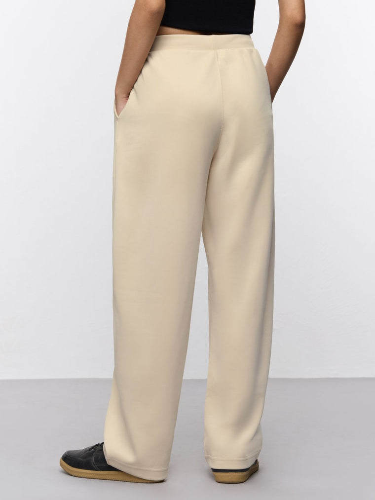 Premium Scuba Joggers: Vanilla Cream Women Barrel Joggers