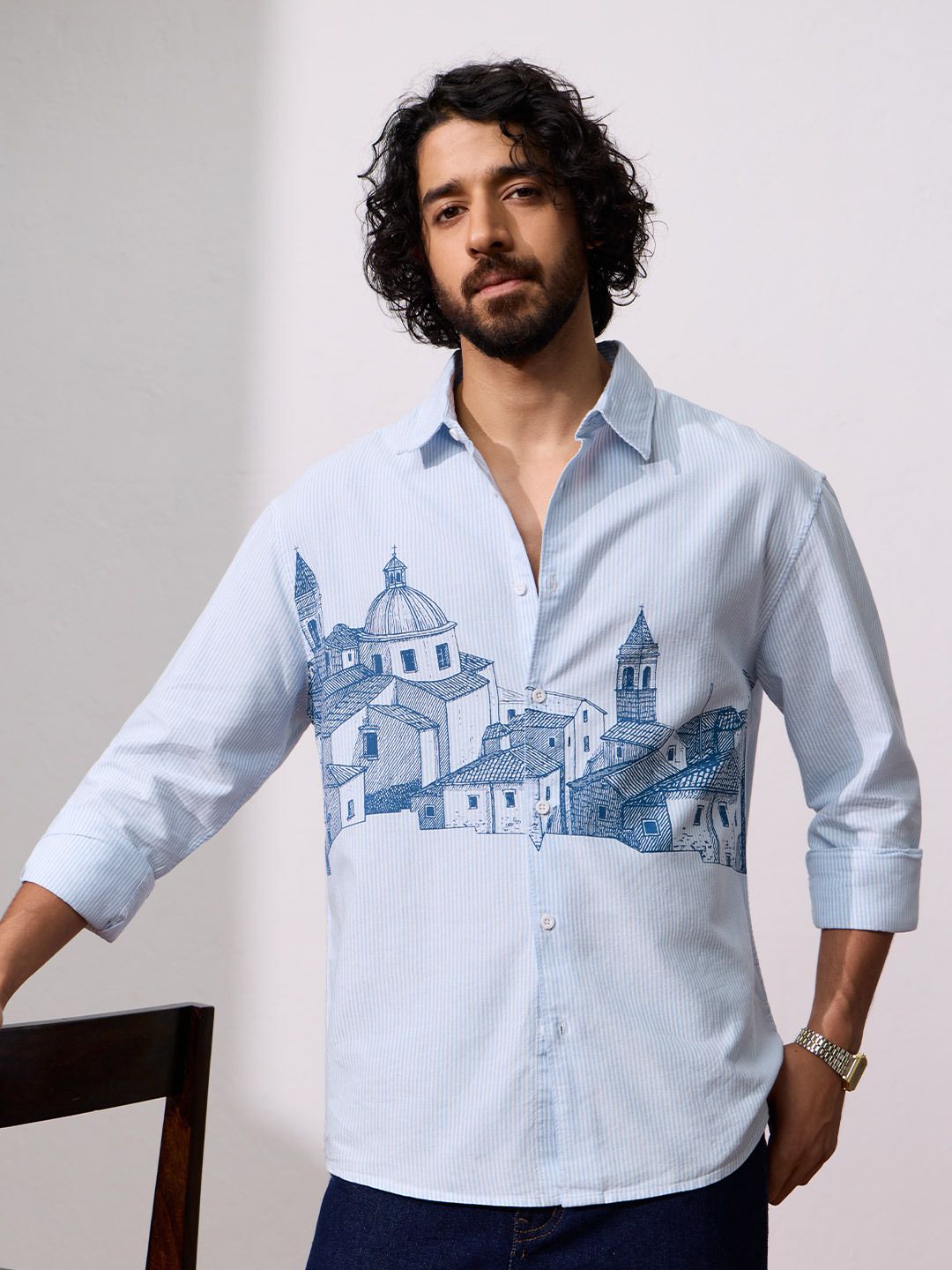 Relaxed-Fit Shirt: Cityscape Men Relaxed Shirts