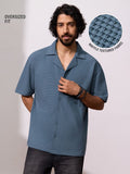Textured Shirt: Blue Echo Men Textured Shirts