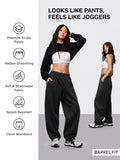 Premium Scuba Joggers: Ink Black Women Barrel Joggers