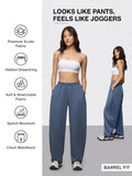 Premium Scuba Joggers: Denim Blue Women Barrel Joggers