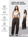 Premium Scuba Joggers: Cocoa Brown Women Barrel Joggers