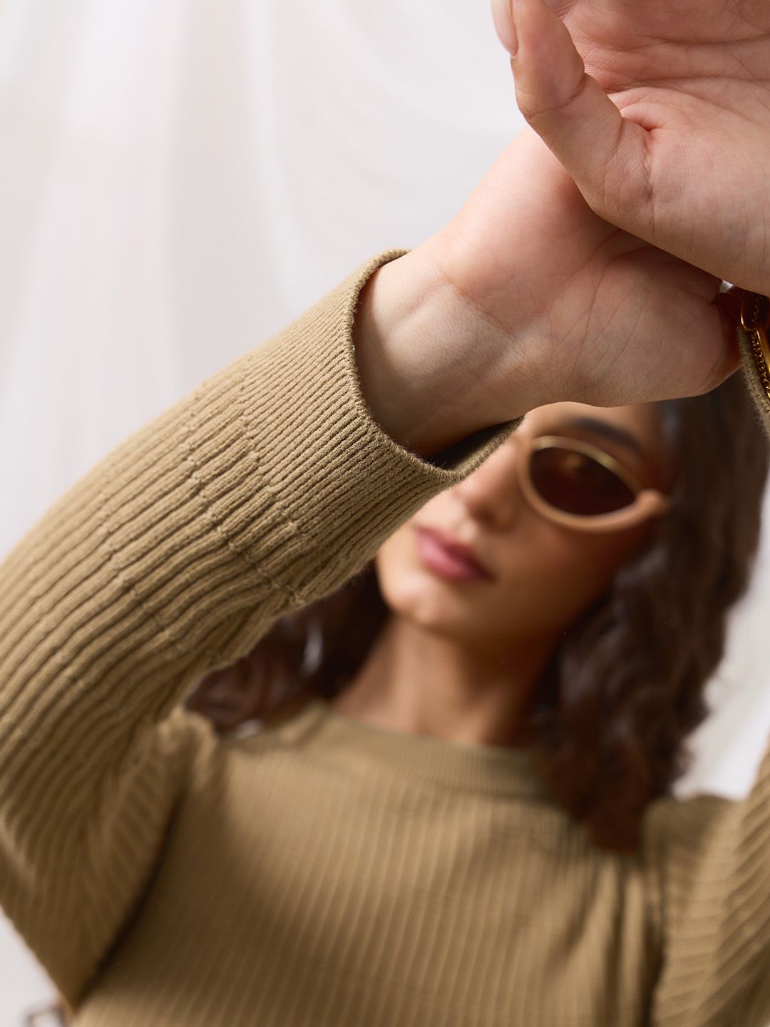Textured Solid Top: Tiramisu Women Knit Tops