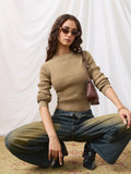 Textured Solid Top: Tiramisu Women Knit Tops