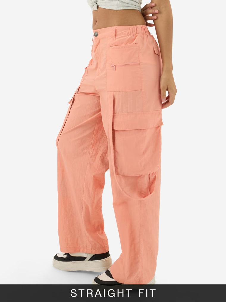 Parachute Pants: Coral Women Straight Pants