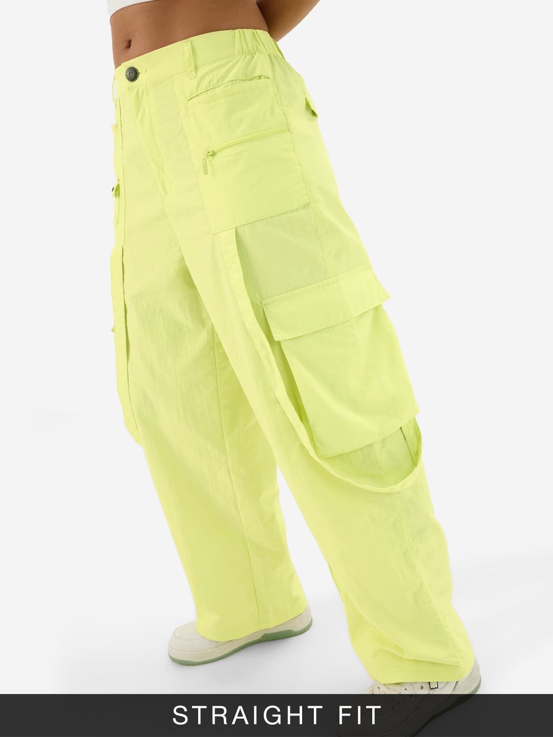 Parachute Pants: Lime Women Straight Pants