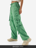 Parachute Pants: Kelly Green Women Baggy Pants