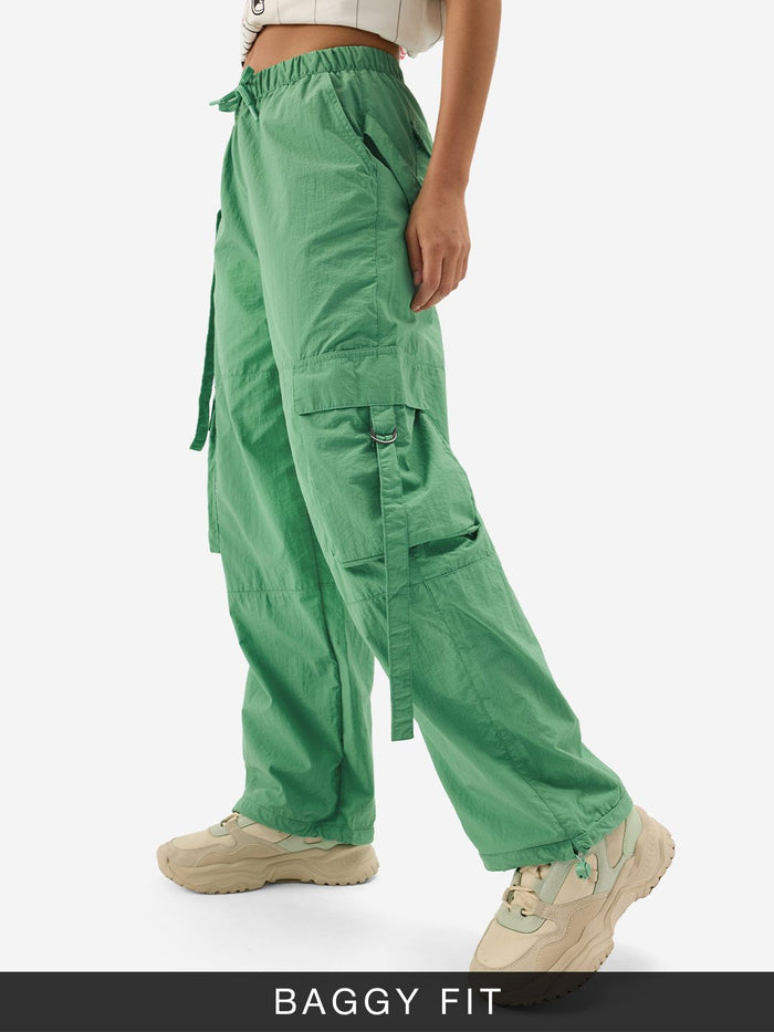 Parachute Pants: Kelly Green Women Baggy Pants