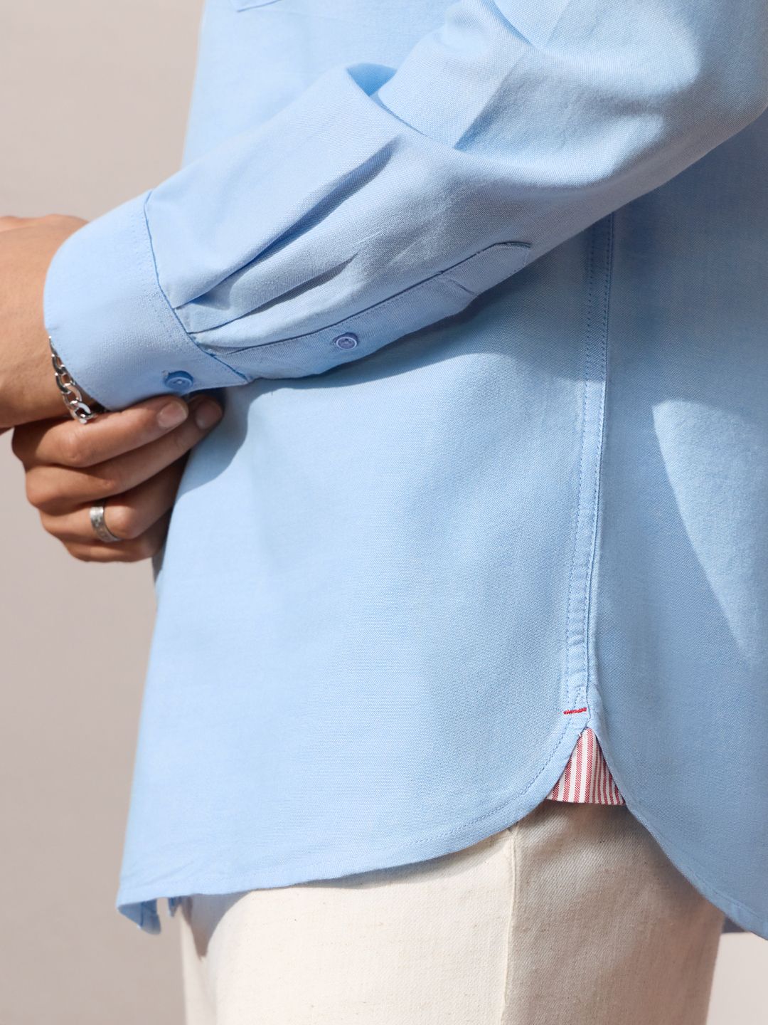 Oxford Shirt: Harbour Blue Men Solid Shirts