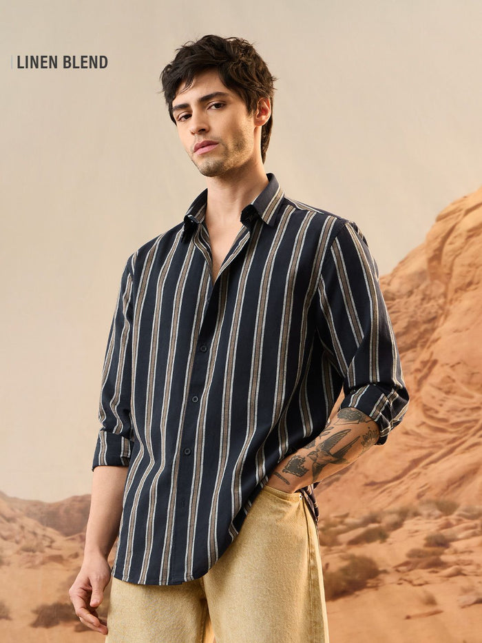 Cotton Linen Stripes: Harbour Cotton Linen Shirts