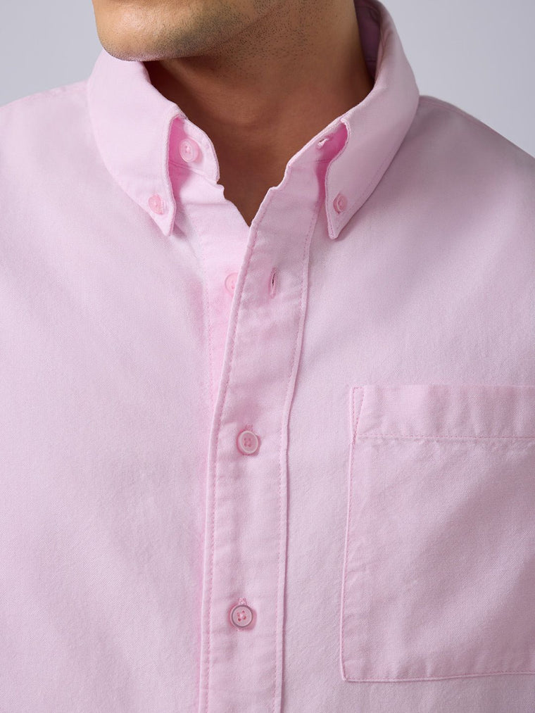 Oxford Shirt: Soft Pink Men Boxy Fit Shirts
