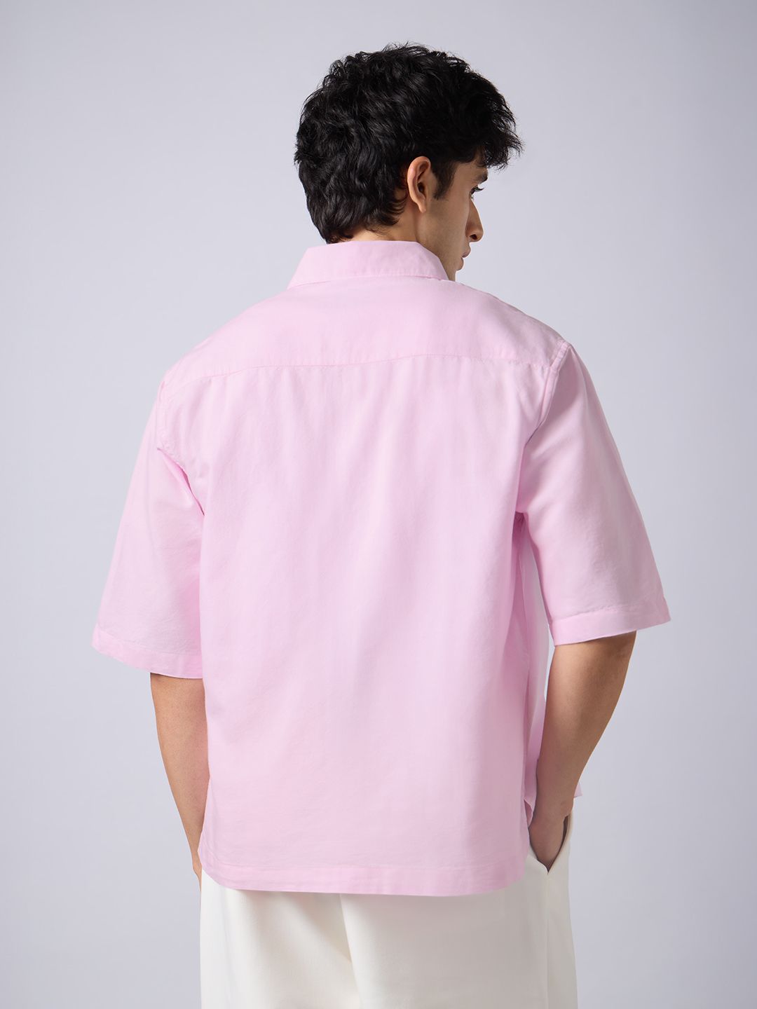 Oxford Shirt: Soft Pink Men Boxy Fit Shirts