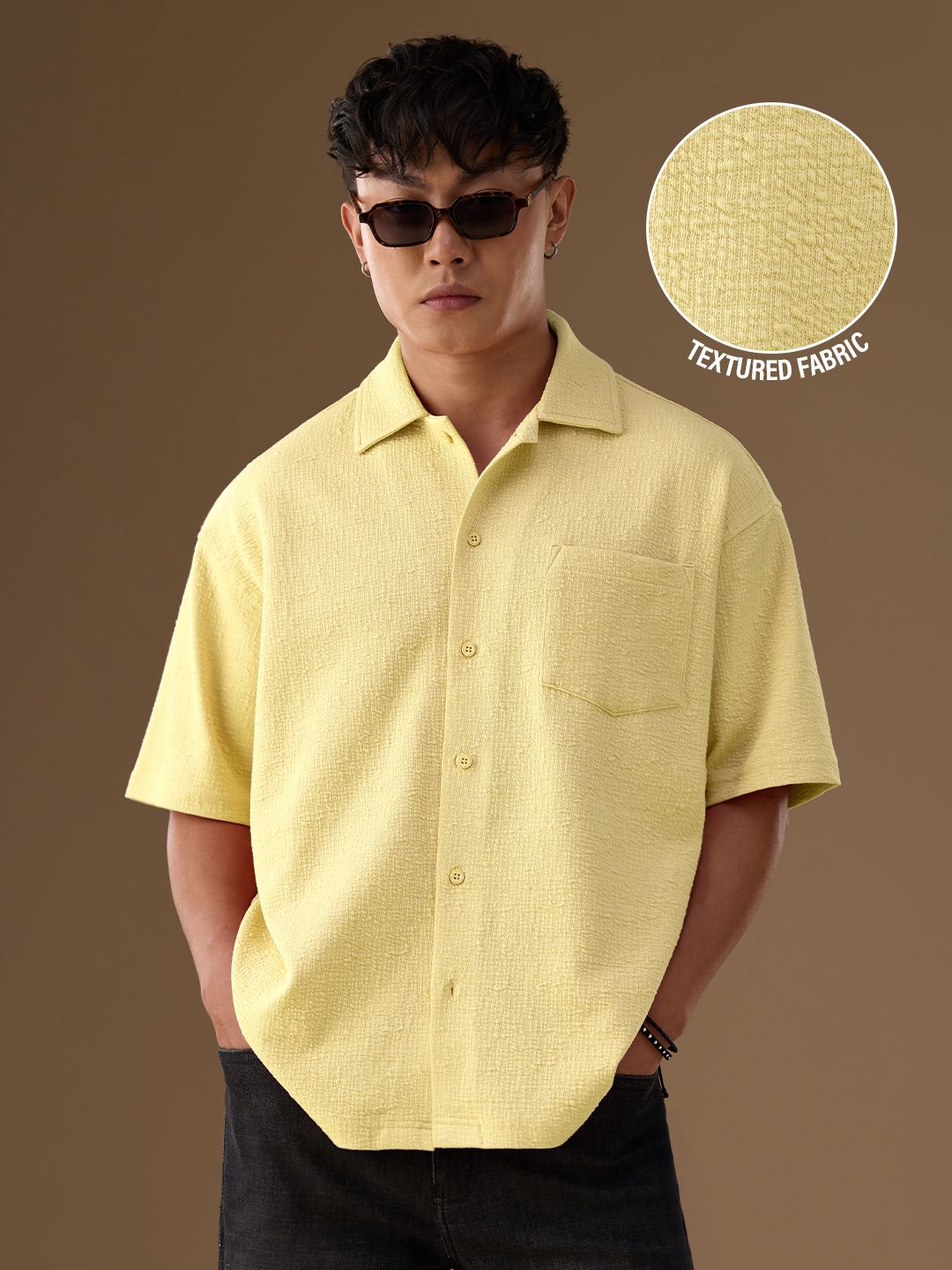 Oversized Shirt: Sunny Side Men Textured Shirts