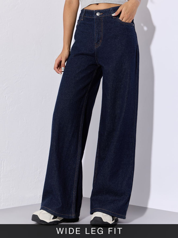 Wide-Fit Denim: Indigo Blue Women Wide Denims
