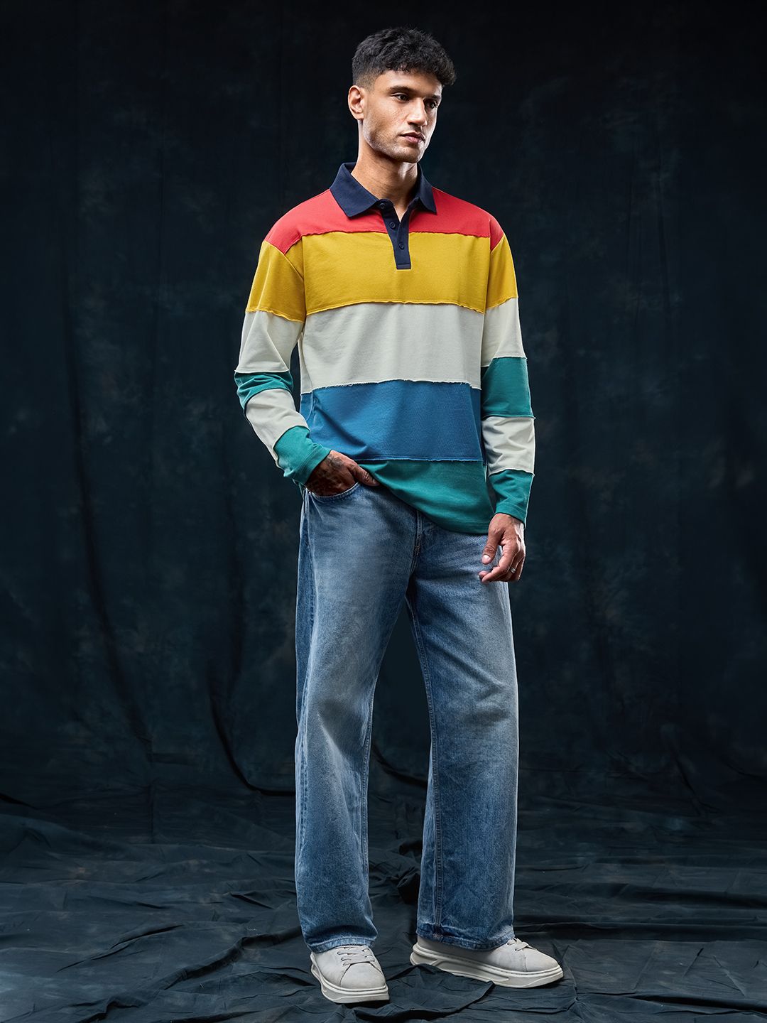 Colourblock Rugby Polo: Colourwave Men Rugby Polos