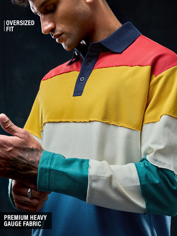 Colourblock Rugby Polo: Colourwave Men Rugby Polos