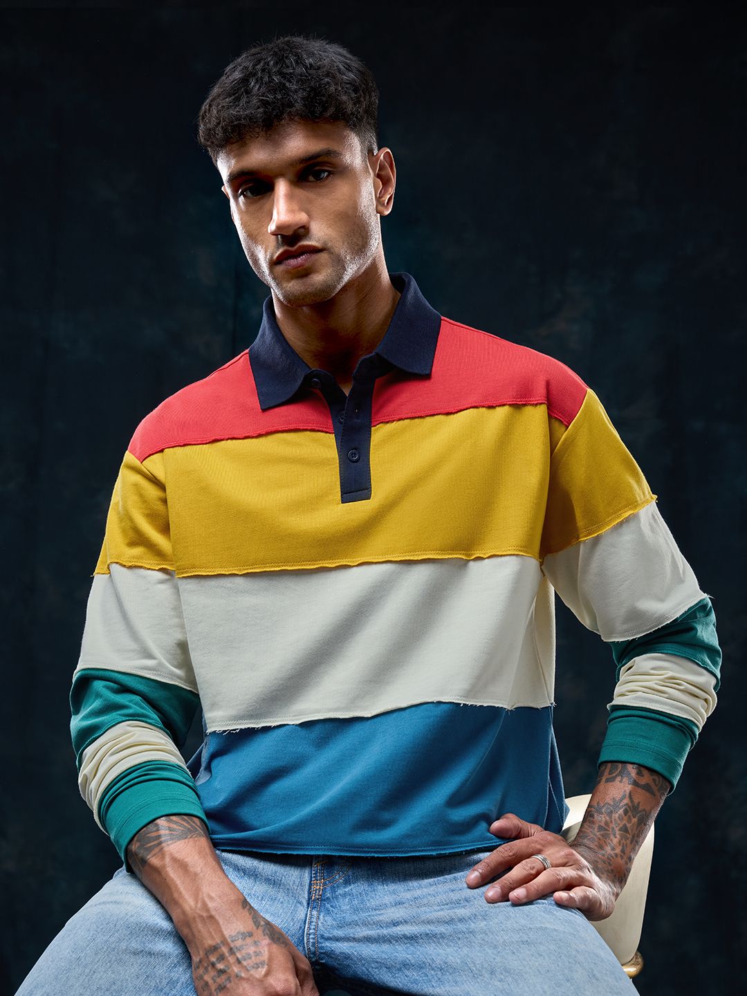 Colourblock Rugby Polo: Colourwave Men Rugby Polos