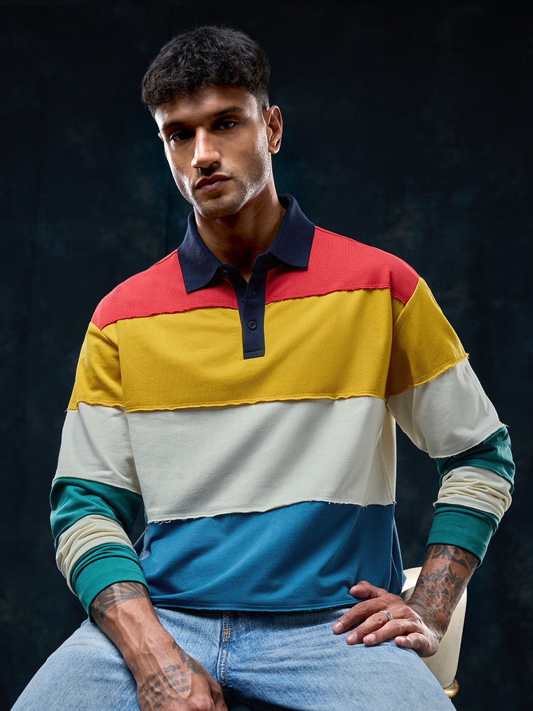 Colourblock Rugby Polo: Colourwave Men Rugby Polos
