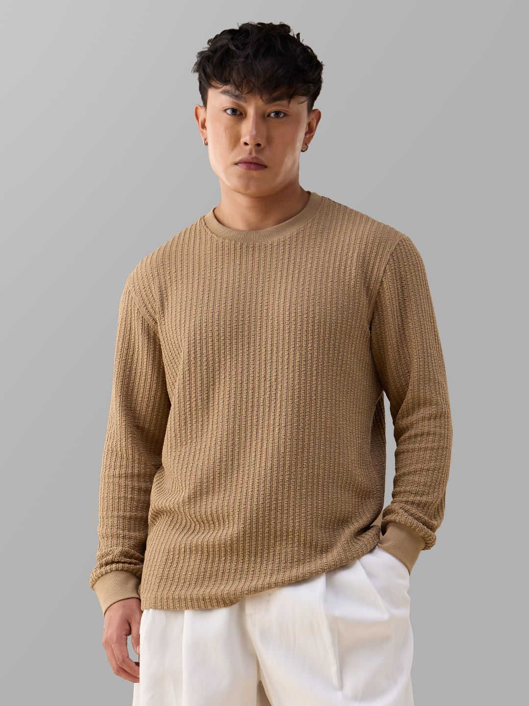 Textured T-shirt: Affogato Oversized Full Sleeve T-Shirts