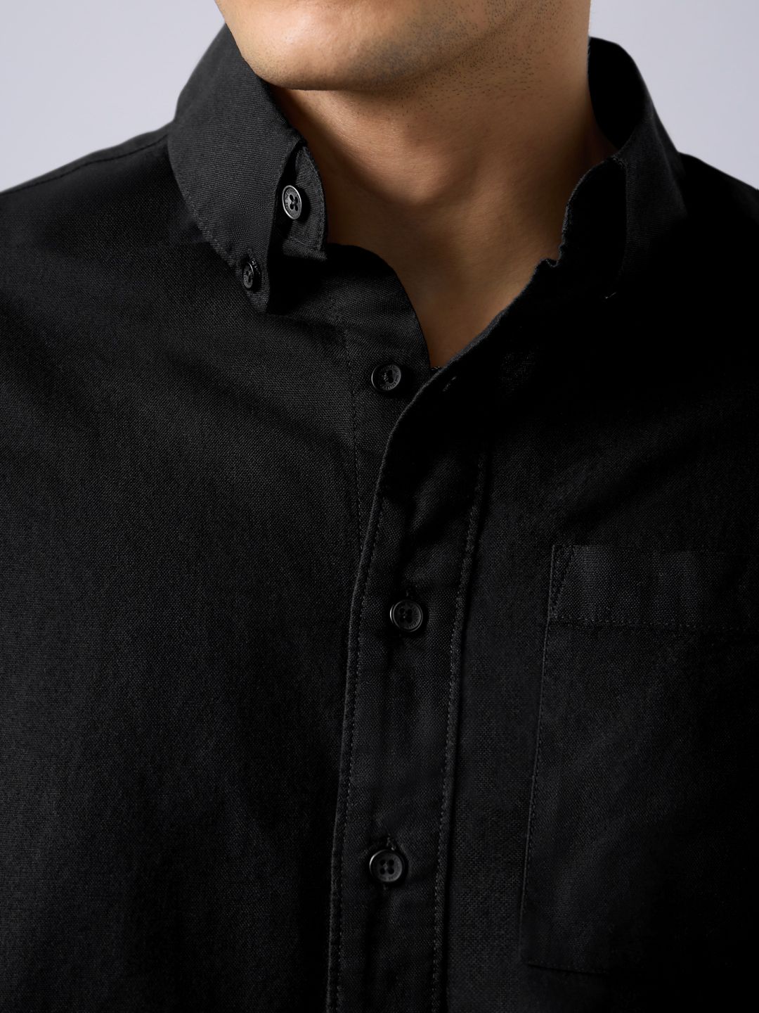 Oxford Shirt: Midnight Black Men Boxy Fit Shirts